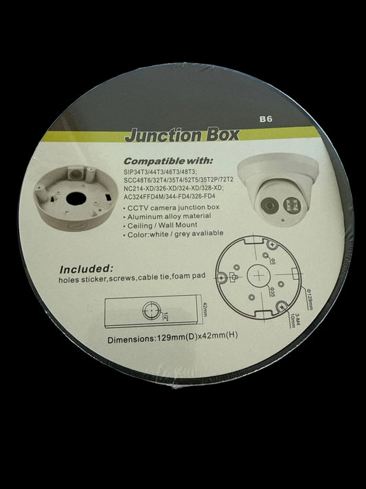 Back box junction mount for 4MP turret security camera in grey weatherproof housing